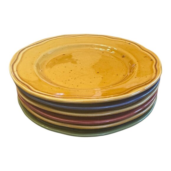 Set Of 6 Sabatier Cannes Stoneware Salad Plates 8" Microwave & Dishwasher Safe - Picture 2 of 6